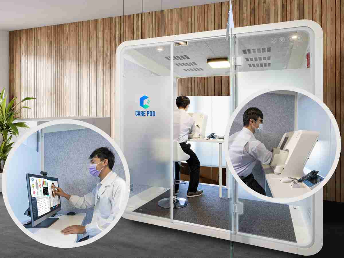 达擎于医疗科技展中展出＂远距诊疗舱＂，，以因应医疗数字化及社会高龄化趋势下、、、、复诊及慢性病患等族群对于远距看诊需求逐渐升高所推出的创新整合方案。。。。多功能合一、、高隐私性的远距诊疗舱可根据病患端与医师端的不同需求，，提供弹性化及客制化功能，，节省医生和病患的精力及时间