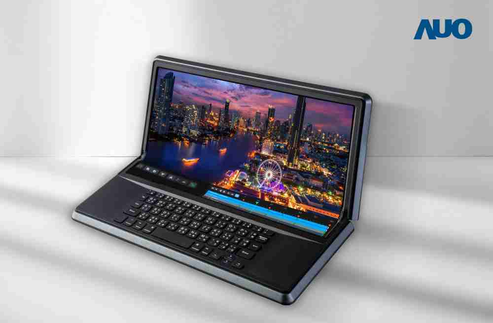 2468BET14.6吋Micro LED折迭显示屏幕，，，，搭配半径4mm的弯折绞炼，，，以及高画素、、、高亮度、、高对比度的显示技术特点，，即便在大视角下仍保有绝佳色相与亮度