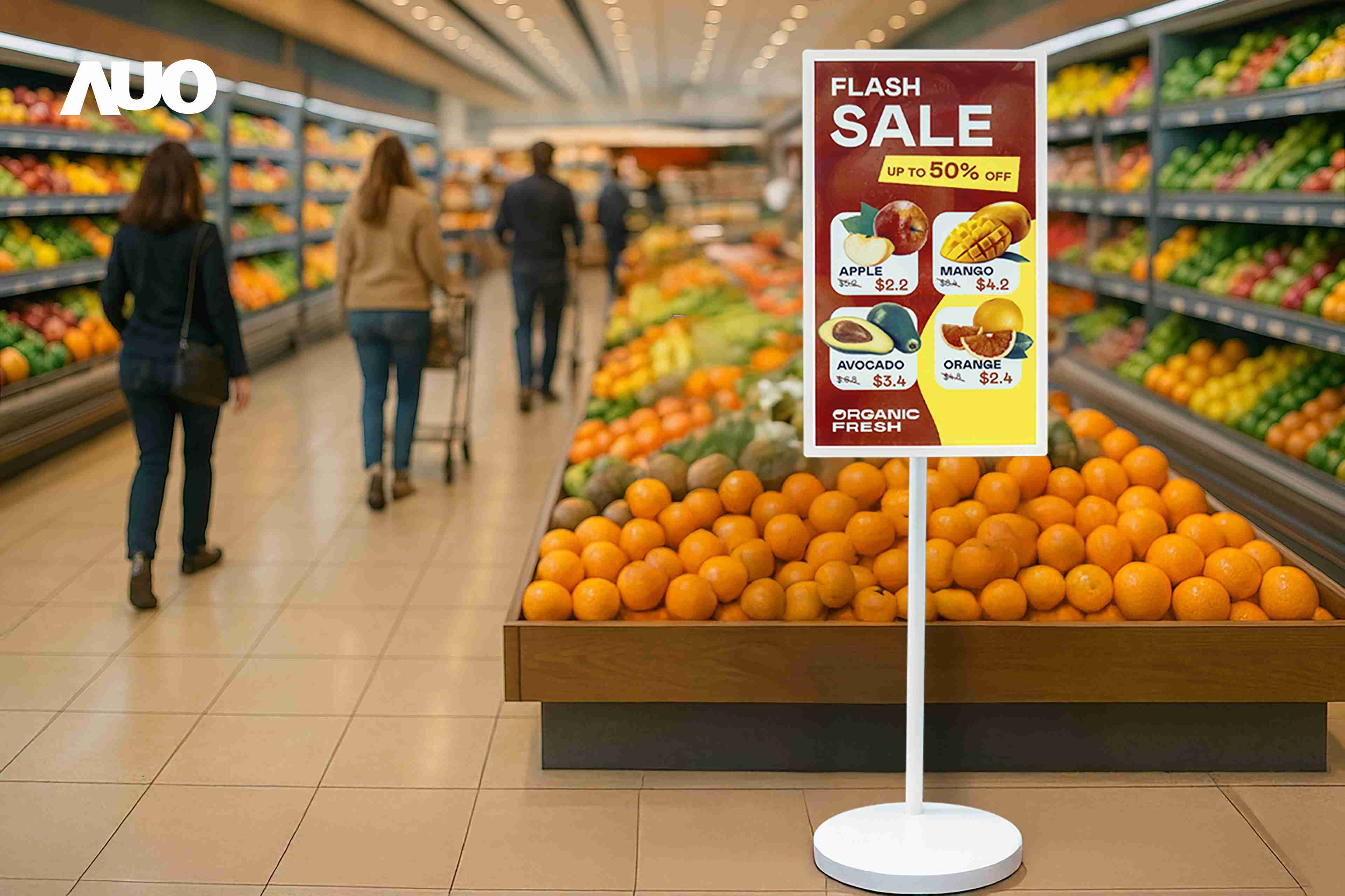 达擎首亮相低功耗、、、、全彩的〝aecoPost电子纸解决方案〞，，，仅在更新画面时需要微量的电力驱动，，无需布建电线的便捷设计，，，，使其可灵活应用、、随意置放，，，，并可透过云端或行动装置app，，轻松管理及排程广告内容，，晋升店头营销利器。。